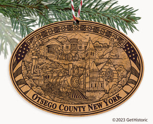 Otsego County New York Engraved Natural Ornament