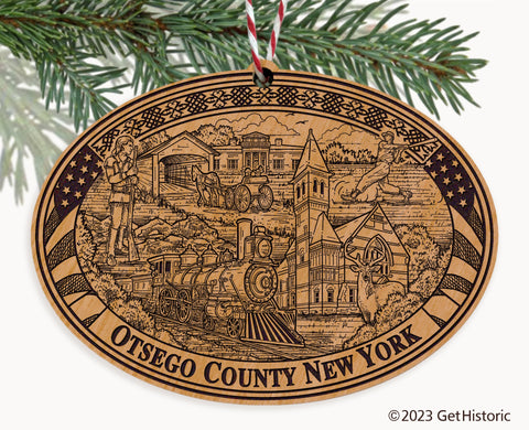 Otsego County New York Engraved Natural Ornament