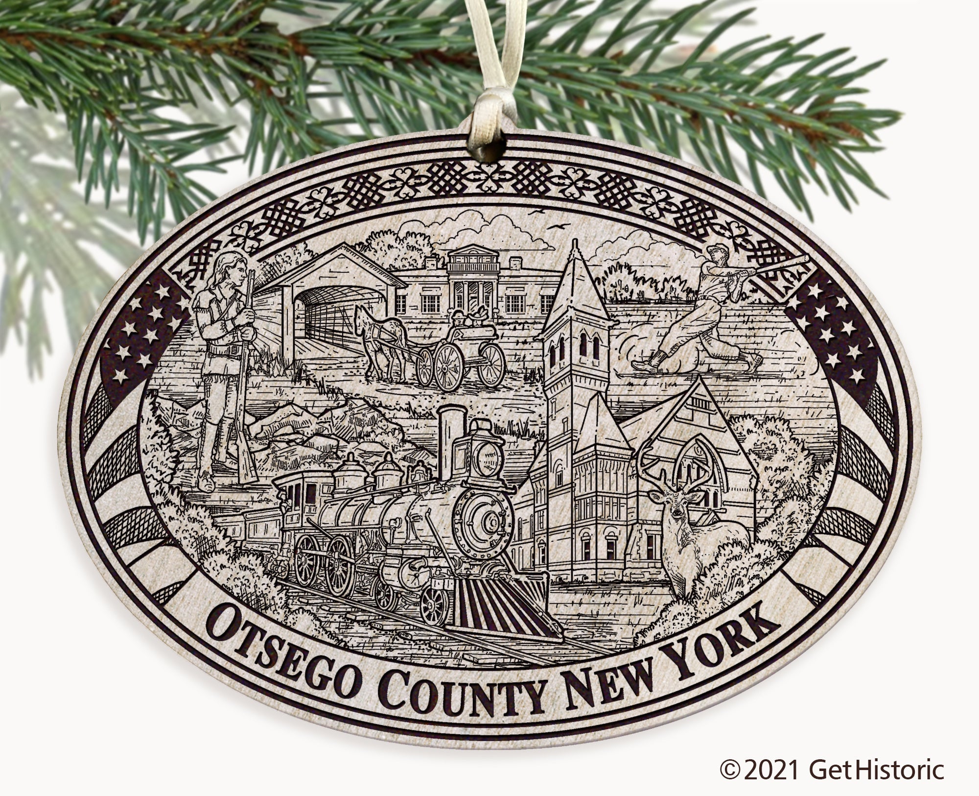 Otsego County New York Engraved Ornament