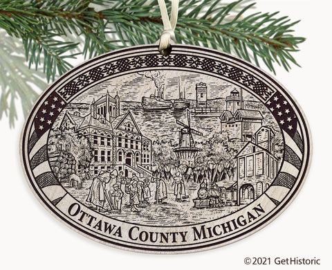 Ottawa County Michigan Engraved Ornament