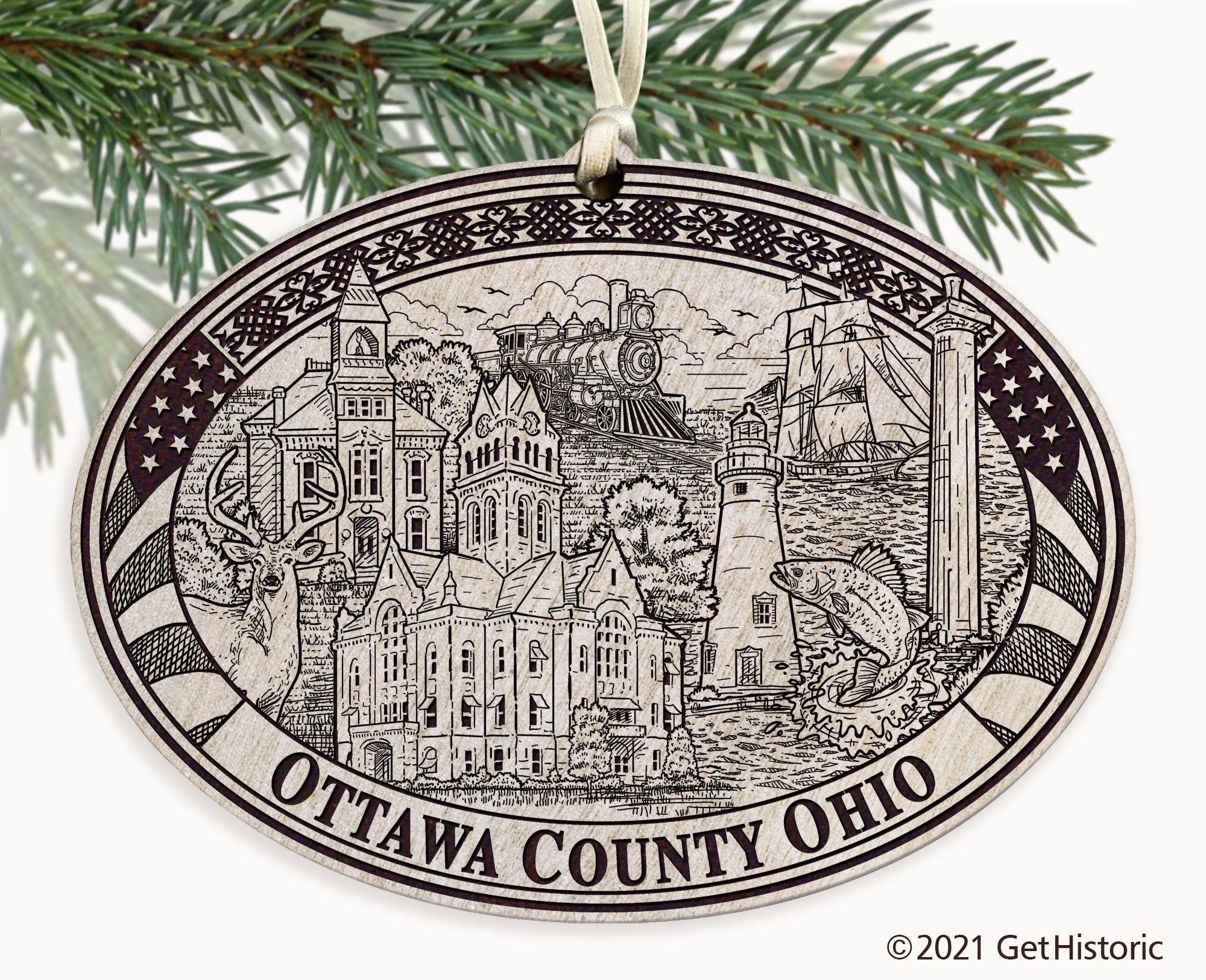 Ottawa County Ohio Engraved Ornament