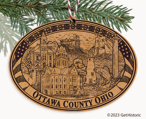 Ottawa County Ohio Engraved Natural Ornament