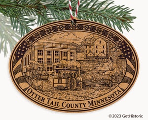Otter Tail County Minnesota Engraved Natural Ornament