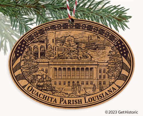 Ouachita Parish Louisiana Engraved Natural Ornament