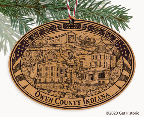 Owen County Indiana Engraved Natural Ornament