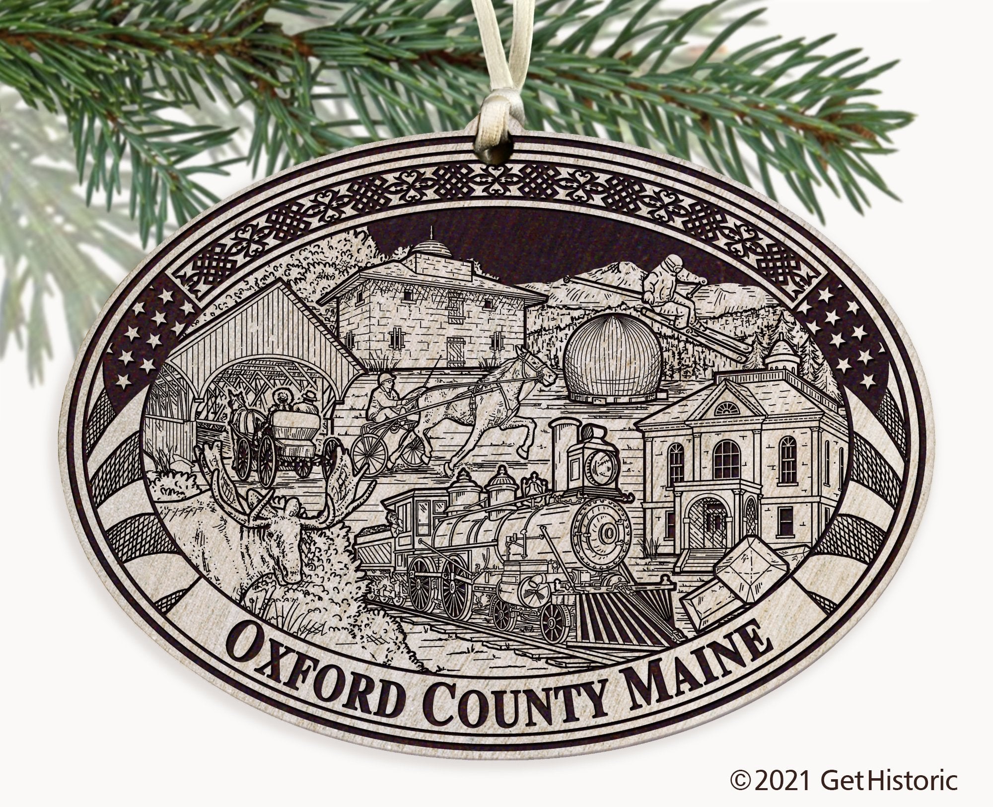 Oxford County Maine Engraved Ornament