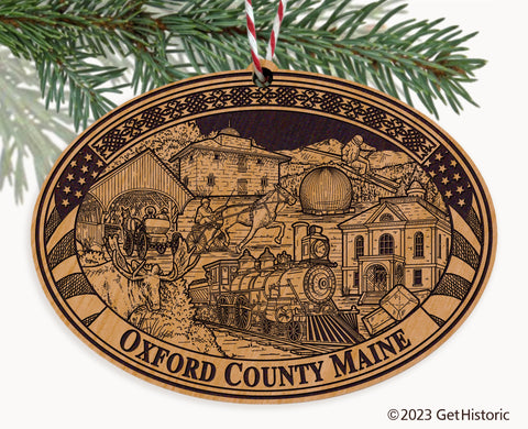 Oxford County Maine Engraved Natural Ornament