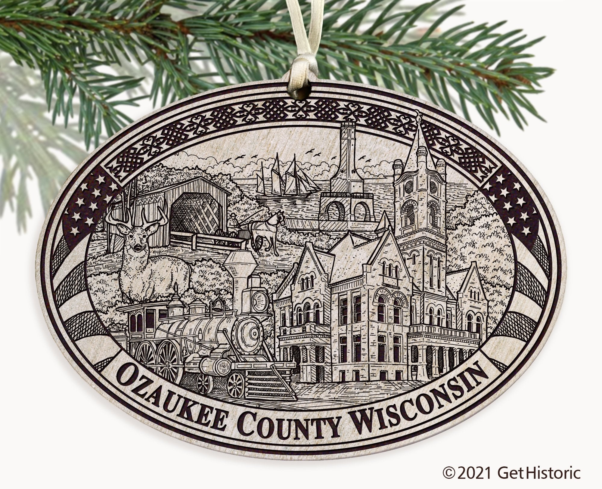 Ozaukee County Wisconsin Engraved Ornament