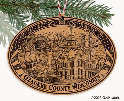 Ozaukee County Wisconsin Engraved Natural Ornament