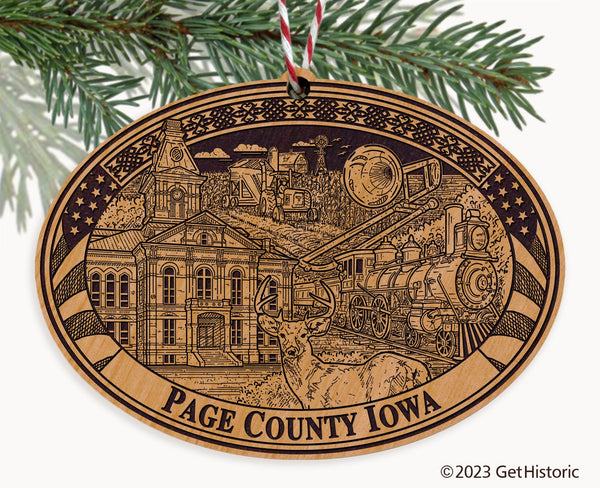 Page County Iowa Engraved Natural Ornament