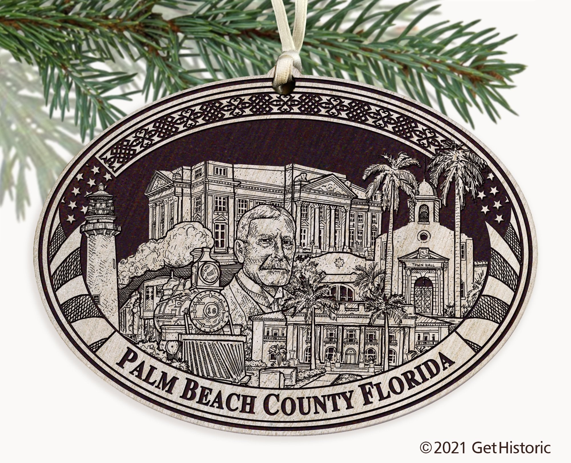 Palm Beach County Florida Engraved Ornament