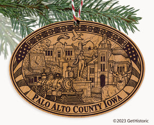 Palo Alto County Iowa Engraved Natural Ornament