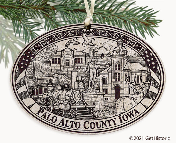 Palo Alto County Iowa Engraved Ornament