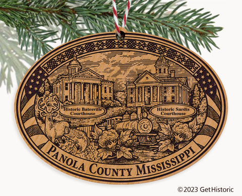 Panola County Mississippi Engraved Natural Ornament