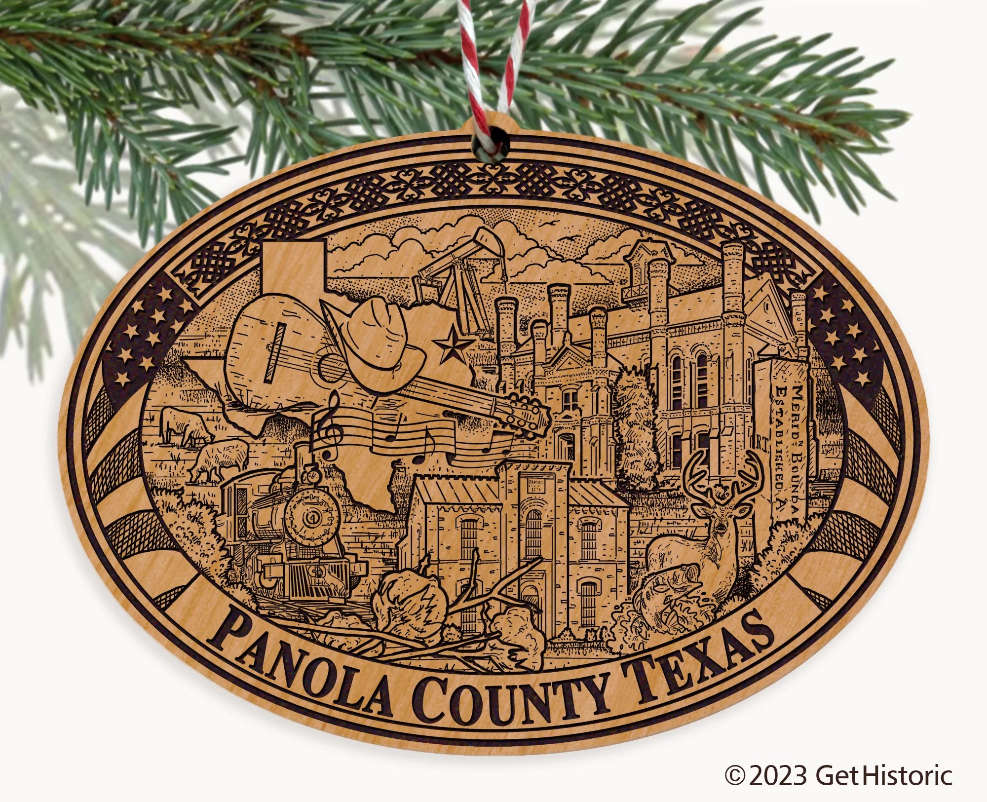 Panola County Texas Engraved Natural Ornament