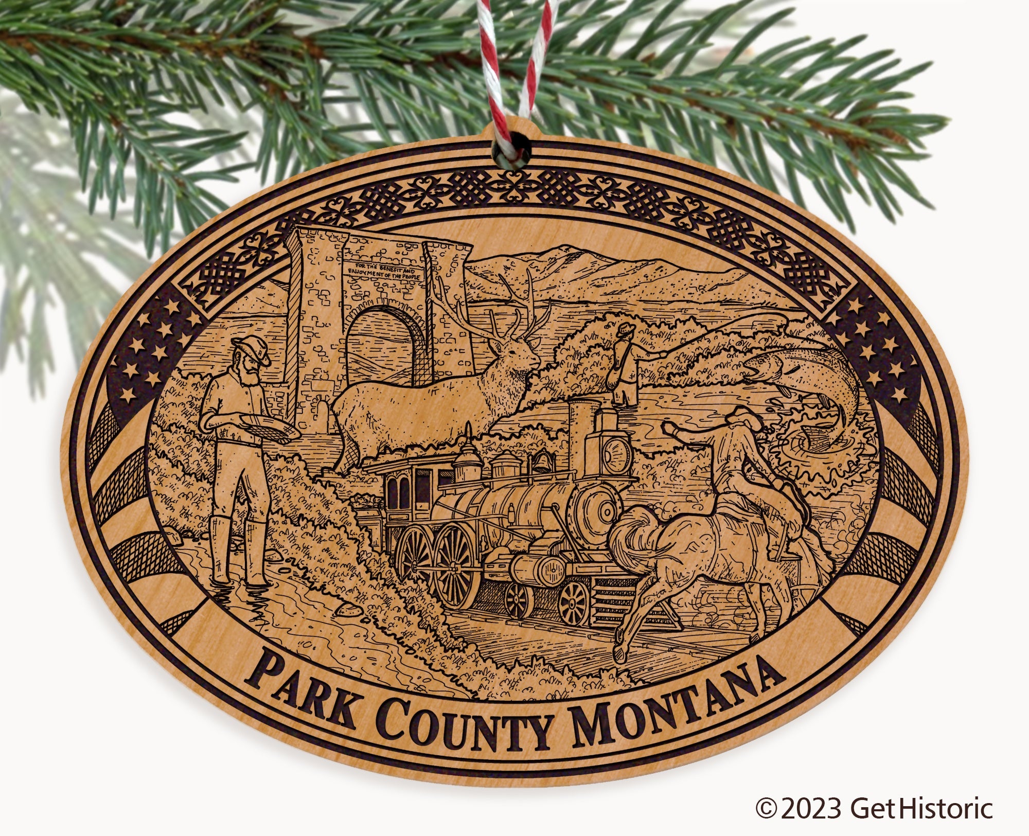 Park County Montana Engraved Natural Ornament