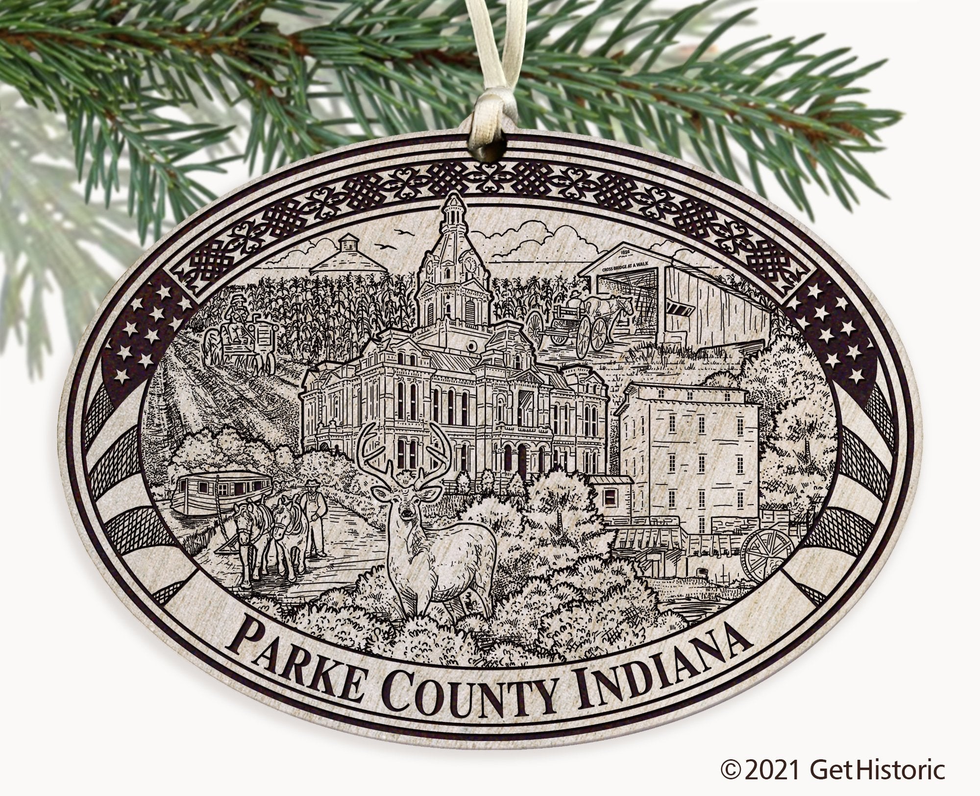 Parke County Indiana Engraved Ornament