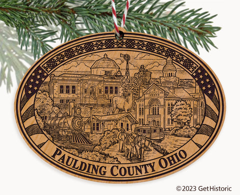 Paulding County Ohio Engraved Natural Ornament