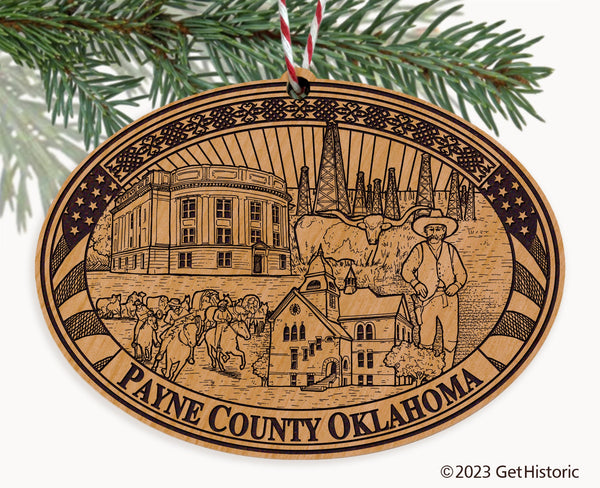 Payne County Oklahoma Engraved Natural Ornament