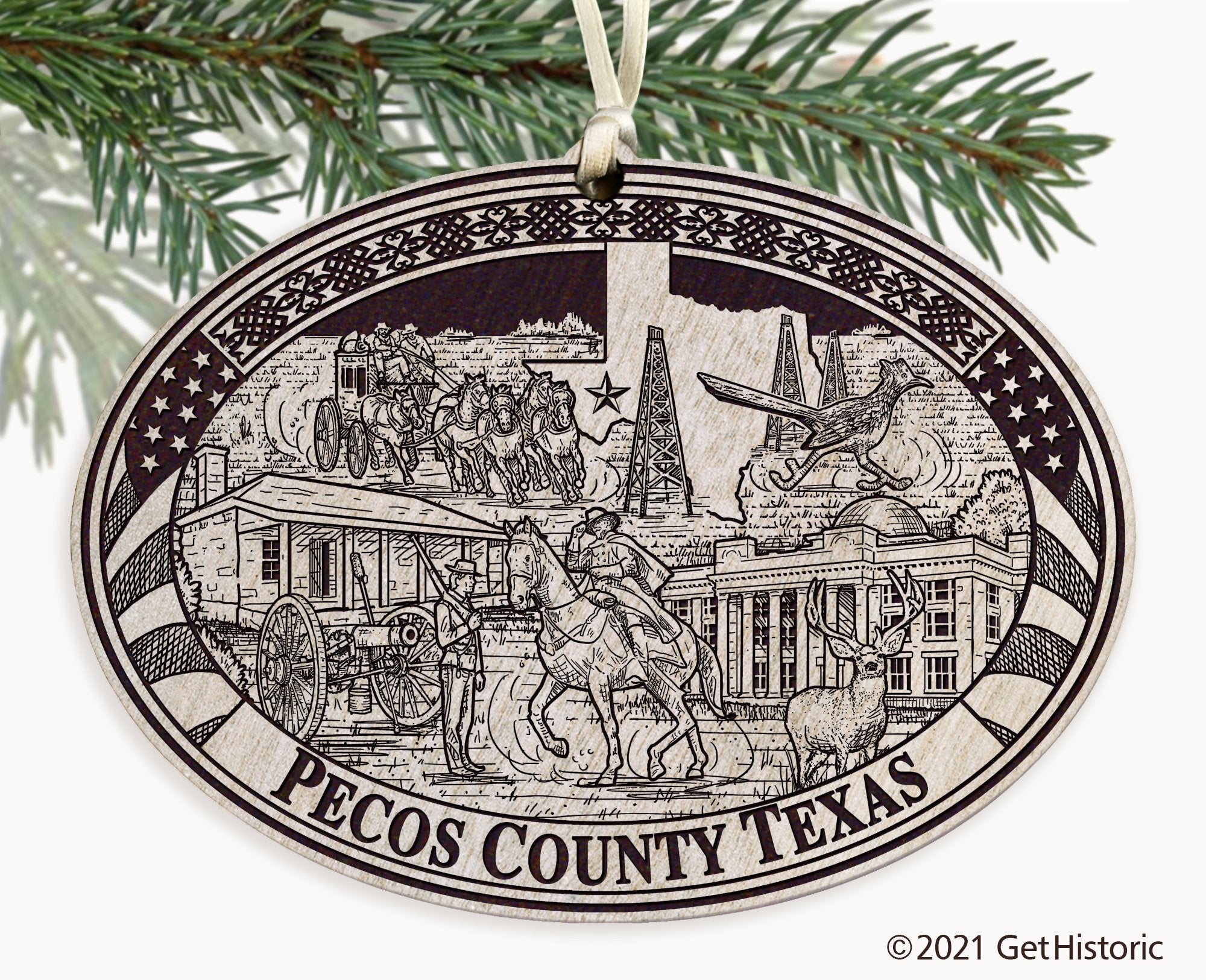Pecos County Texas Engraved Ornament