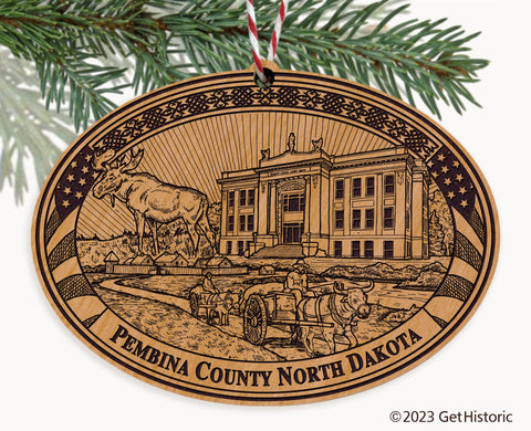 Pembina County North Dakota Engraved Natural Ornament