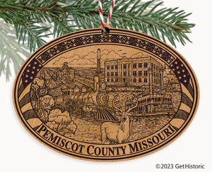 Pemiscot County Missouri Engraved Natural Ornament