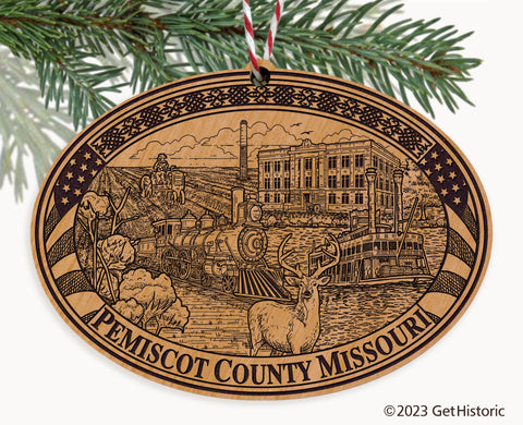 Pemiscot County Missouri Engraved Natural Ornament