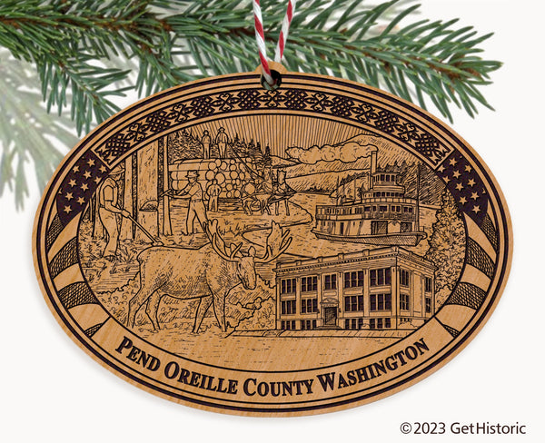 Pend Oreille County Washington Engraved Natural Ornament