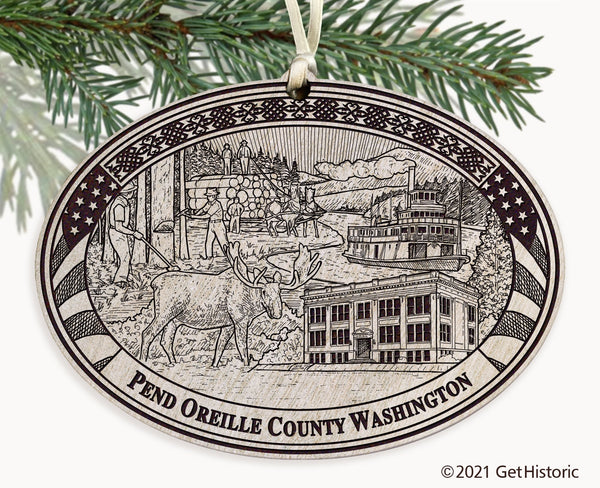 Pend Oreille County Washington Engraved Ornament