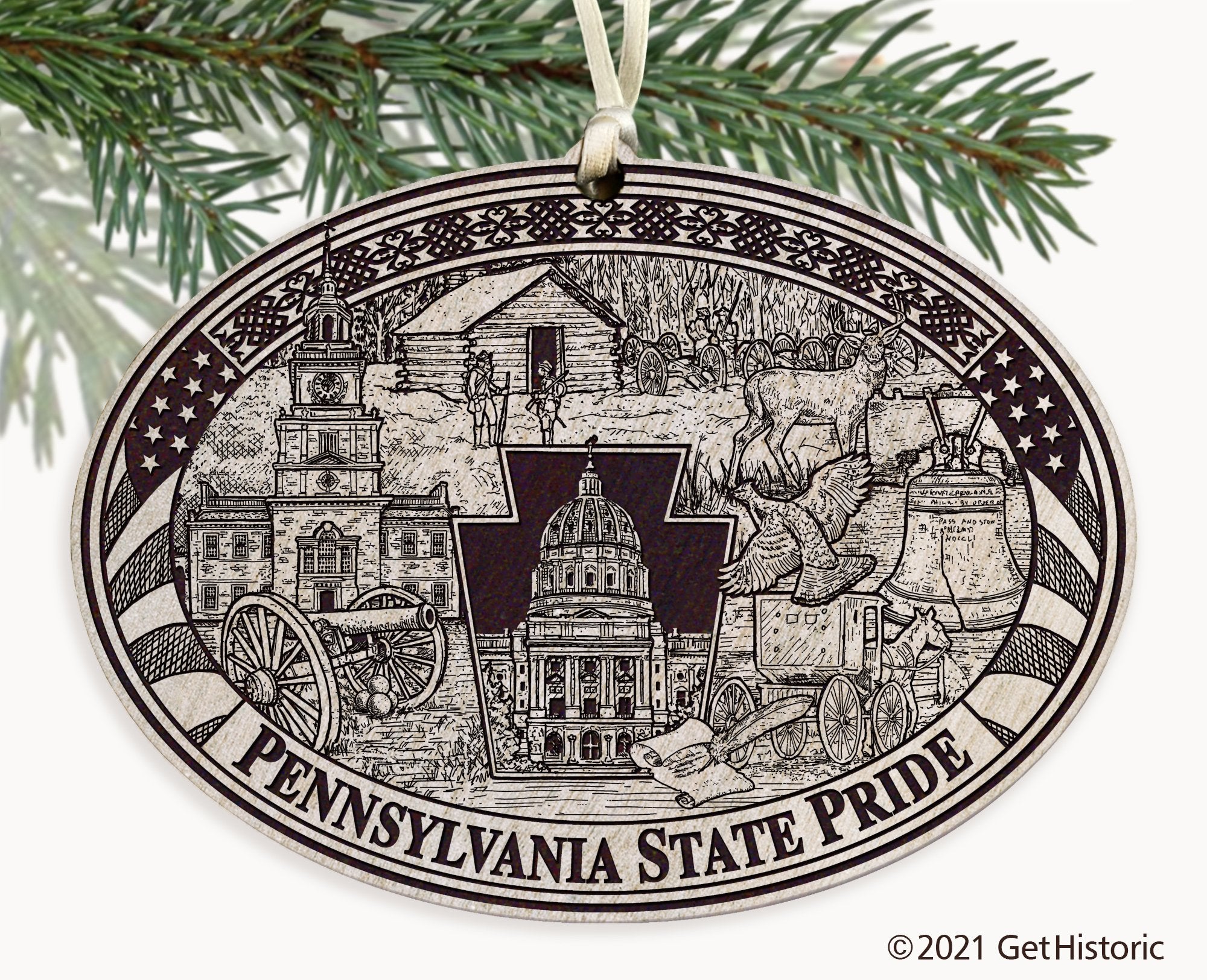 Pennsylvania State Engraved Ornament