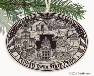 Pennsylvania State Engraved Ornament