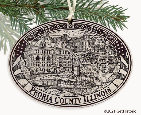 Peoria County Illinois Engraved Ornament