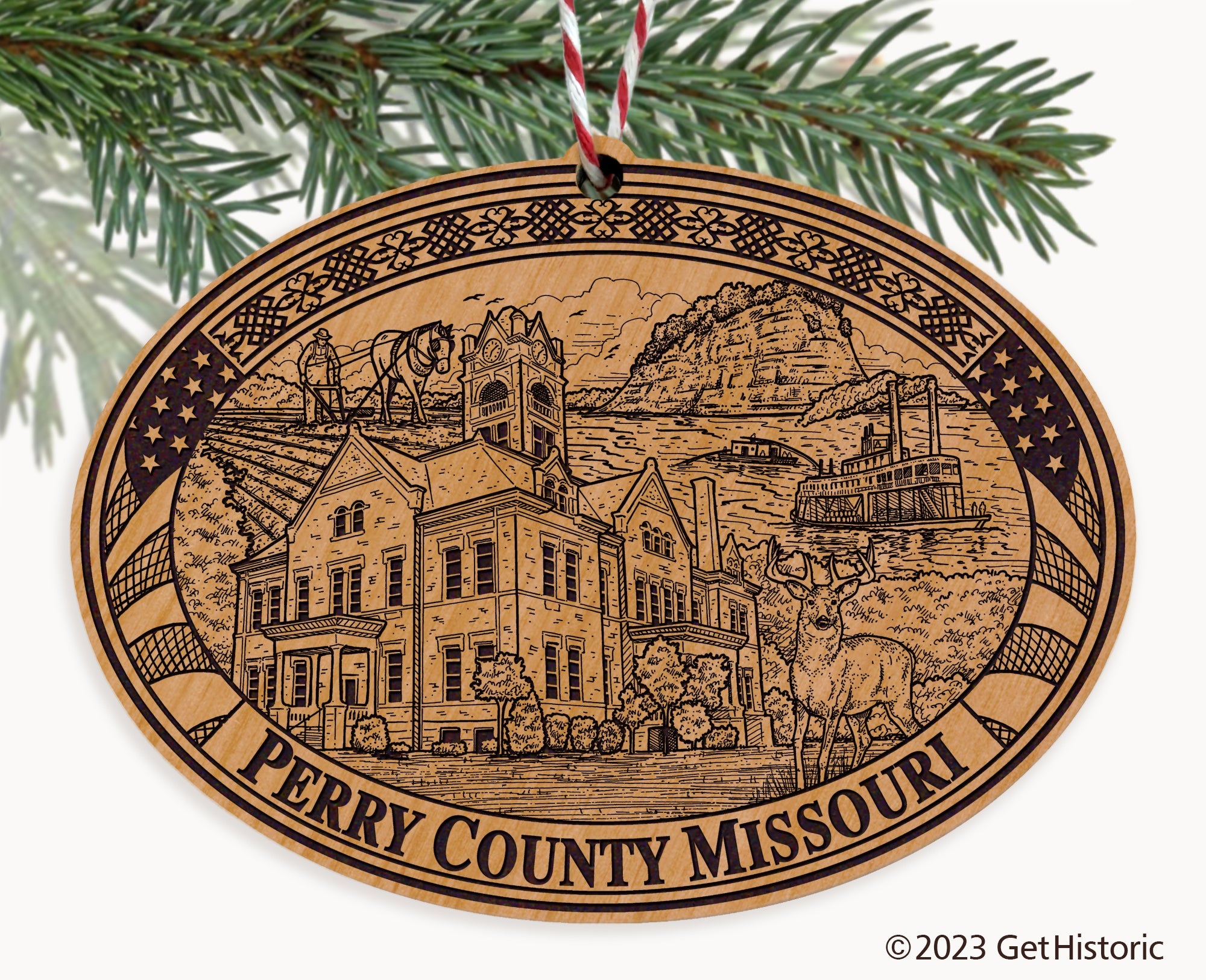 Perry County Missouri Engraved Natural Ornament