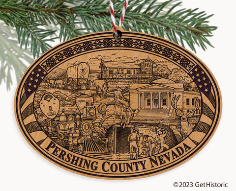 Pershing County Nevada Engraved Natural Ornament