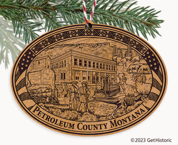 Petroleum County Montana Engraved Natural Ornament