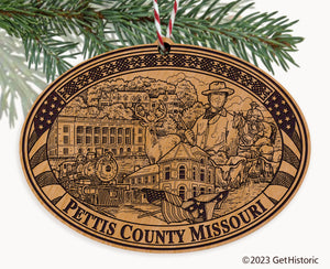Pettis County Missouri Engraved Natural Ornament