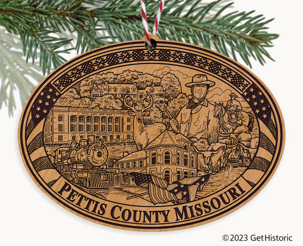 Pettis County Missouri Engraved Natural Ornament