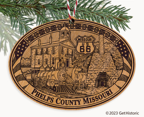 Phelps County Missouri Engraved Natural Ornament