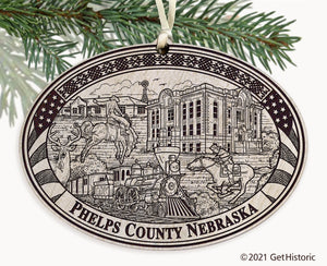 Phelps County Nebraska Engraved Ornament