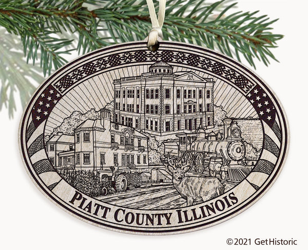 Piatt County Illinois Engraved Ornament