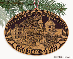 Pickaway County Ohio Engraved Natural Ornament