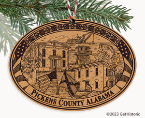 Pickens County Alabama Engraved Natural Ornament