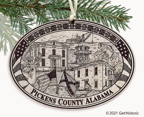 Pickens County Alabama Engraved Ornament