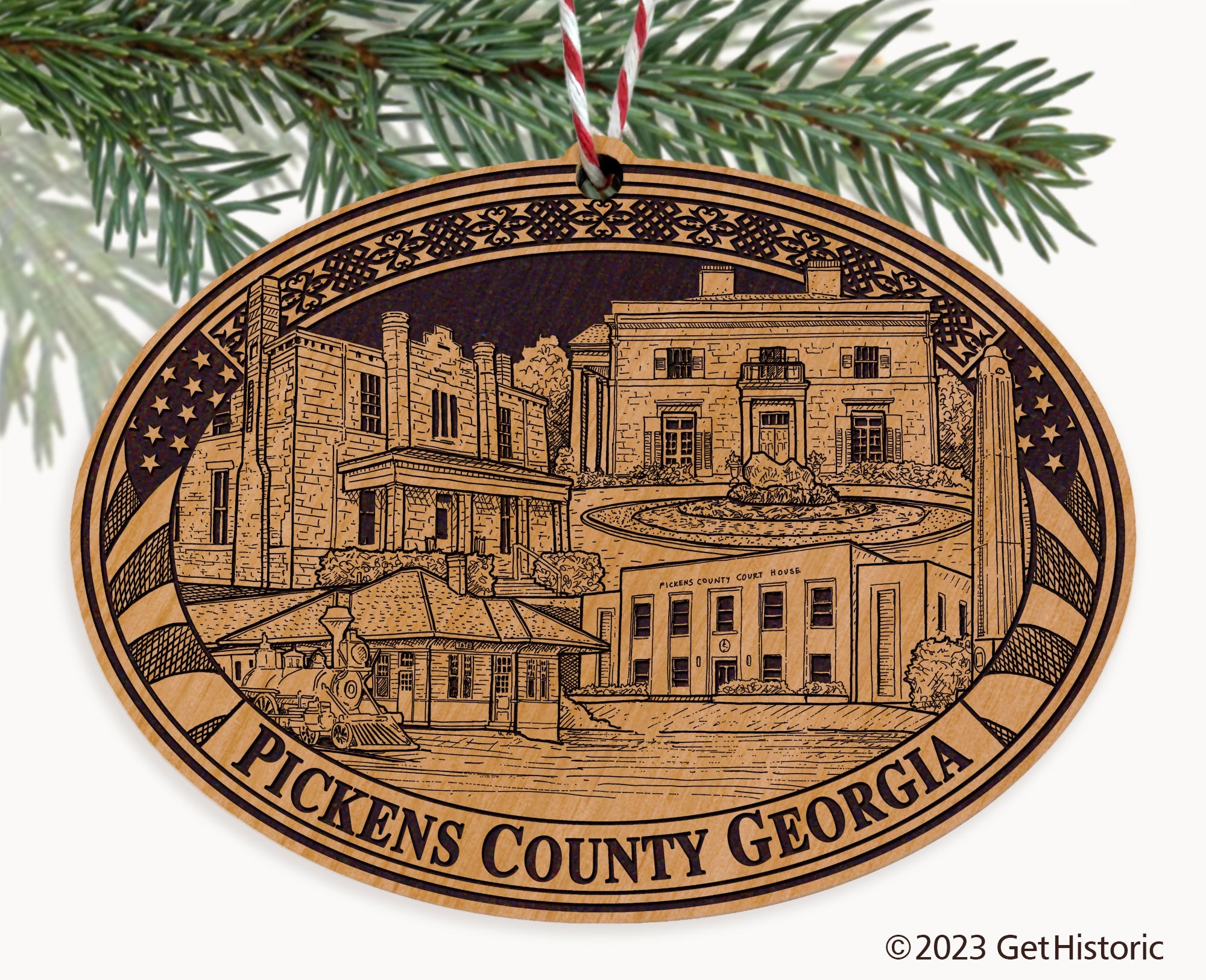 Pickens County Georgia Engraved Natural Ornament