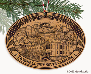 Pickens County South Carolina Engraved Natural Ornament