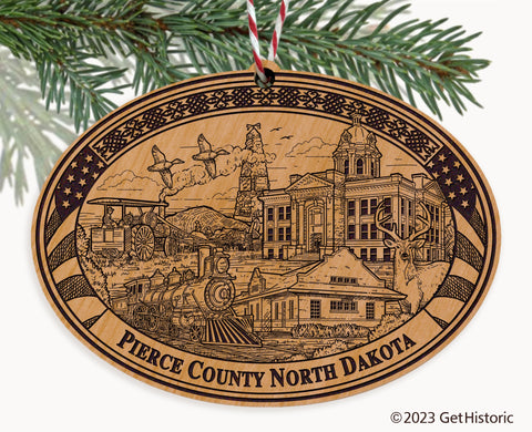 Pierce County North Dakota Engraved Natural Ornament