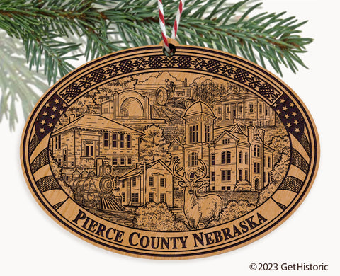 Pierce County Nebraska Engraved Natural Ornament
