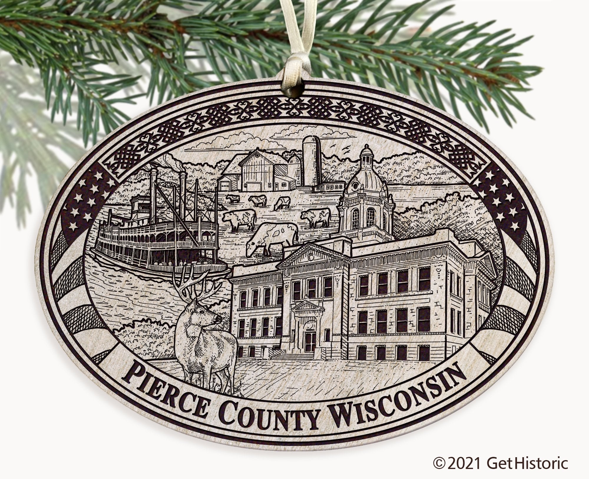 Pierce County Wisconsin Engraved Ornament