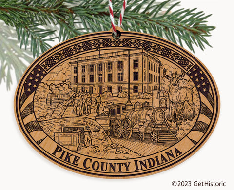 Pike County Indiana Engraved Natural Ornament