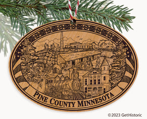 Pine County Minnesota Engraved Natural Ornament